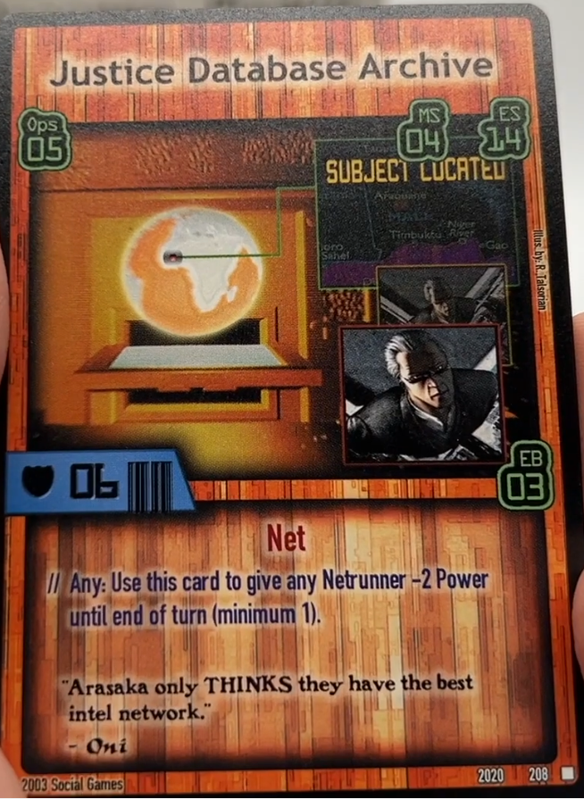 Justice Database Archive Card